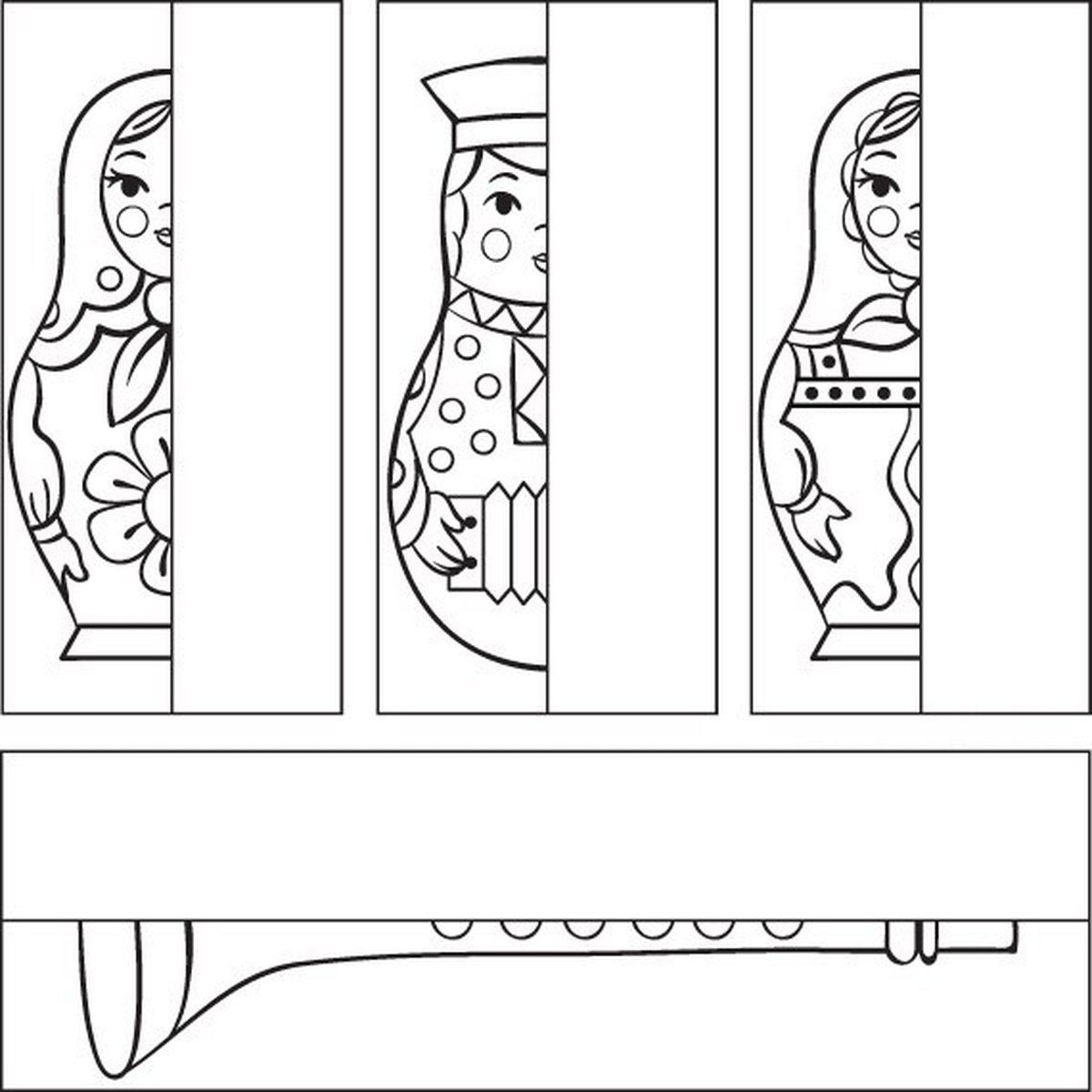 Дорисуй вторую половину матрешки