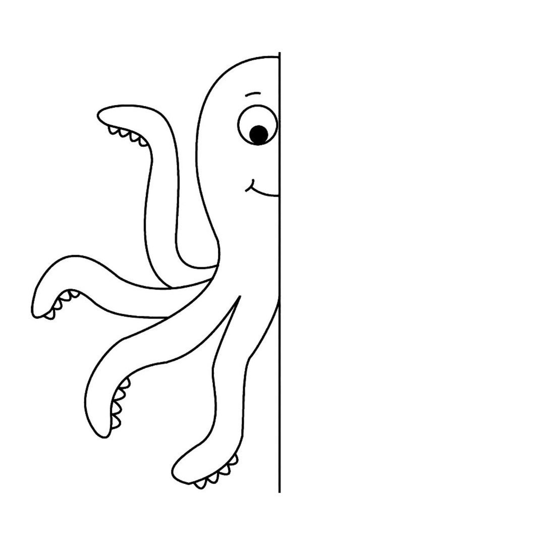 Дорисуй половинку морские обитатели