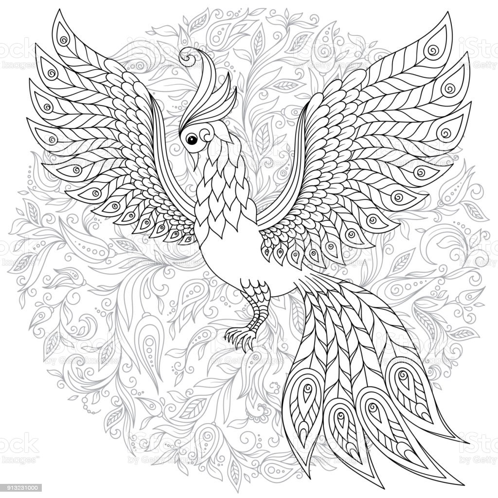 Жар птица раскраска