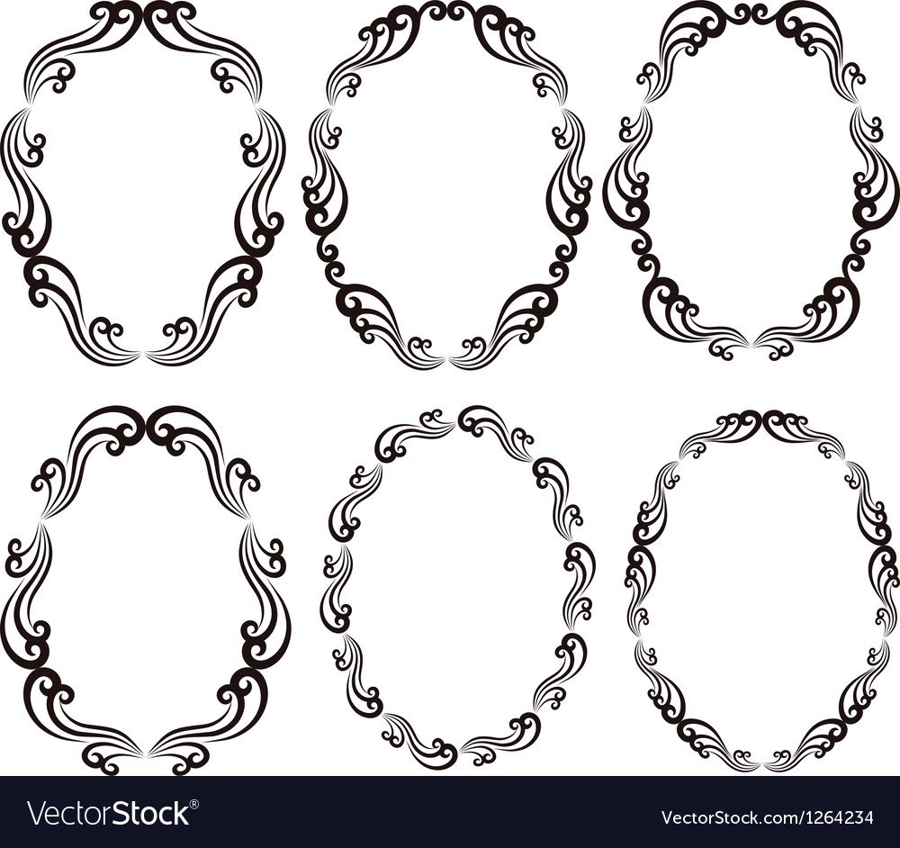 Овал с вензелями медальон вектор