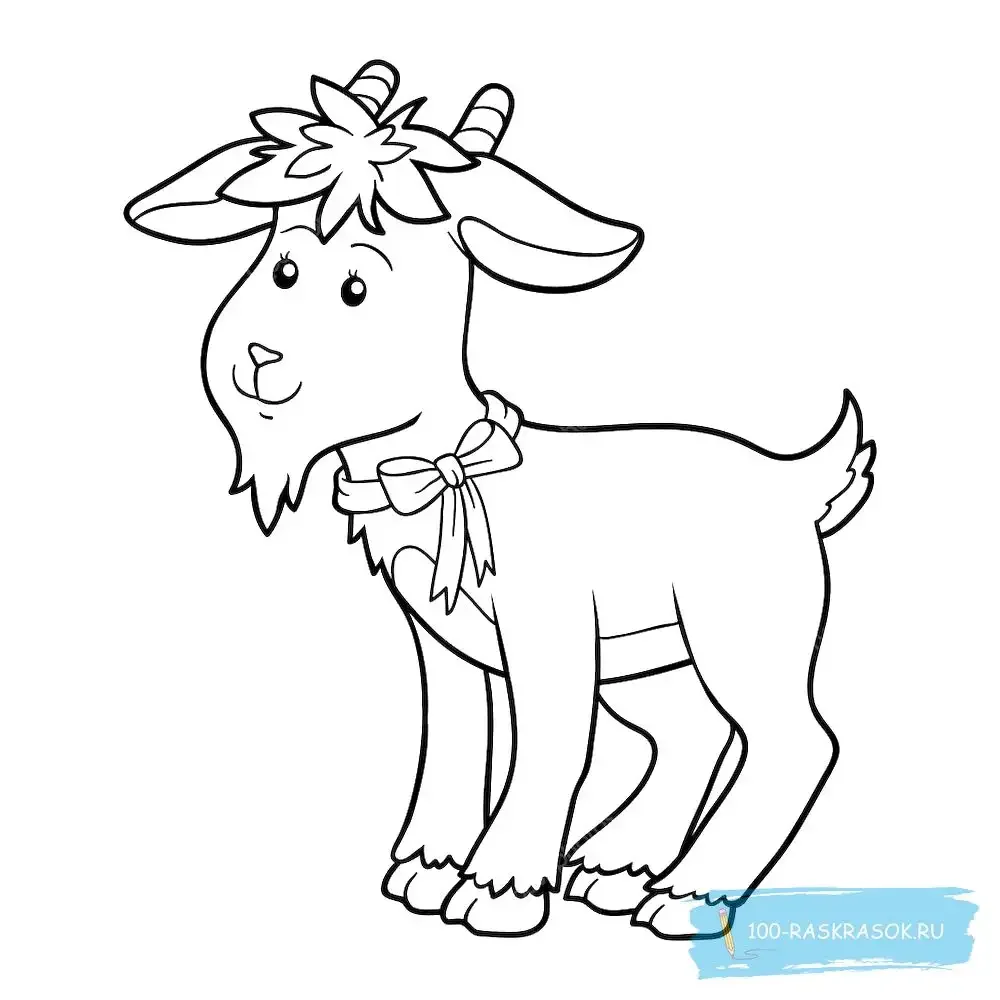 Раскраска коза с козленком для детей