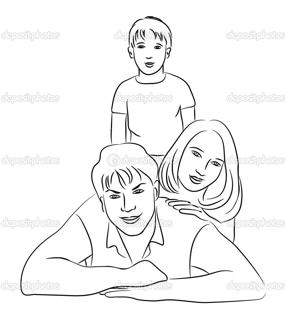 Семья карандашом