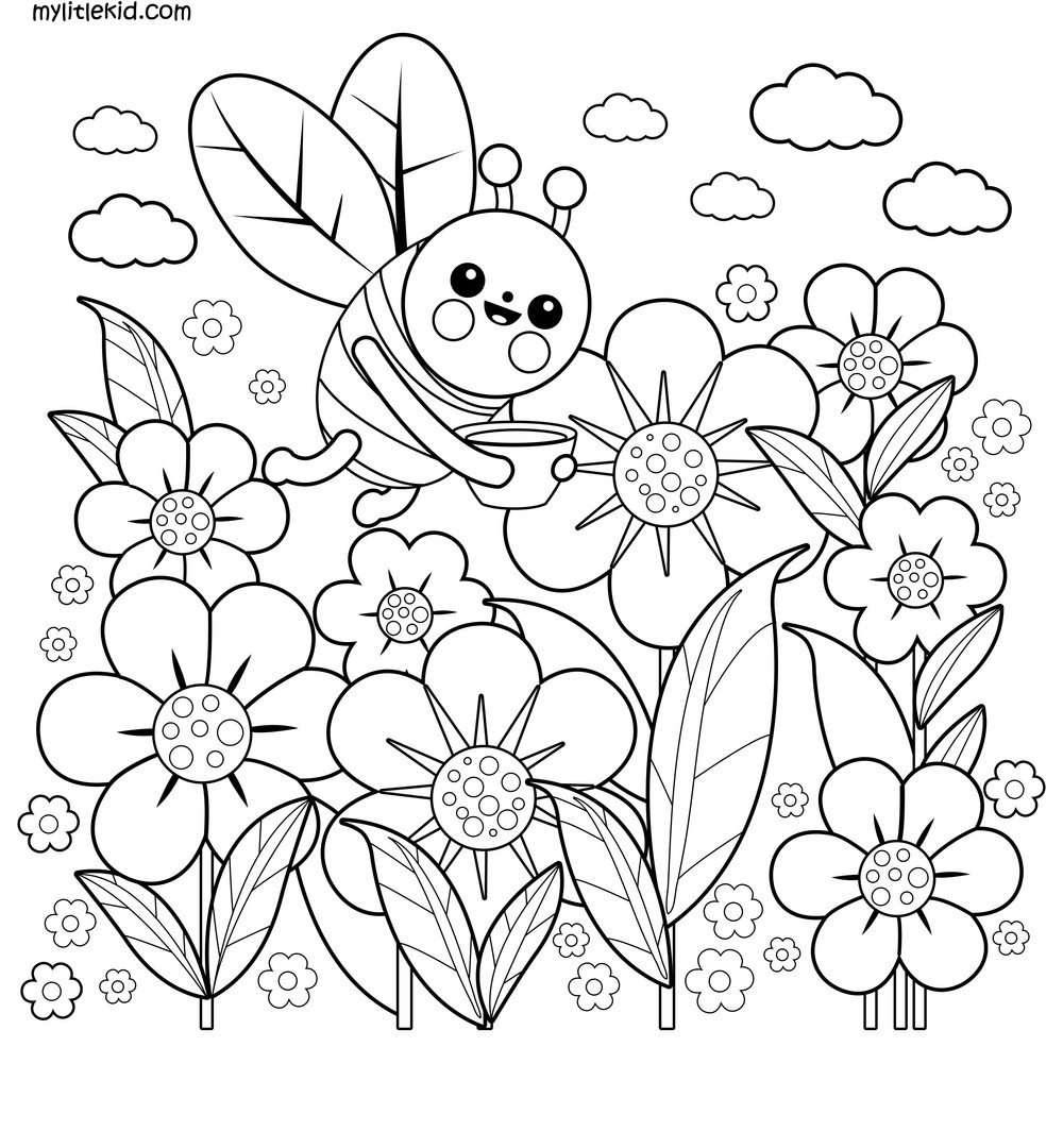 Раскраска цветы на Поляне