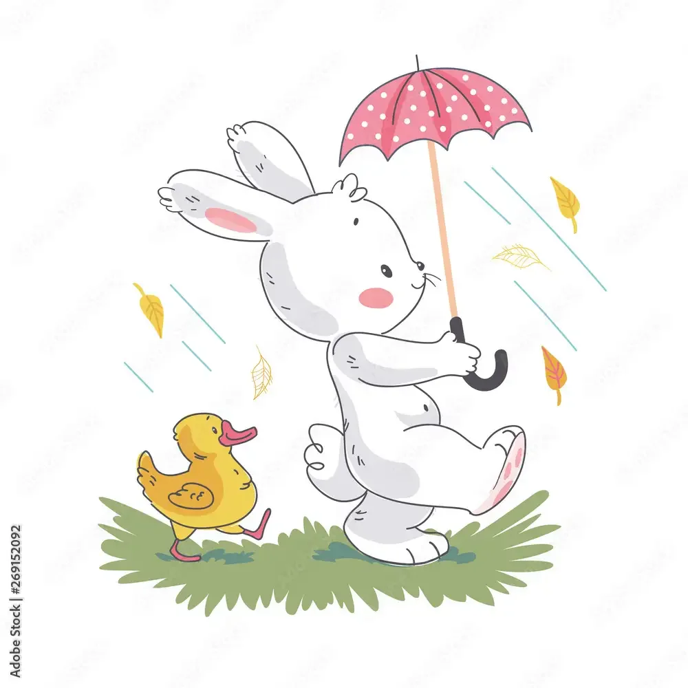 Зайка в лесу раскраска