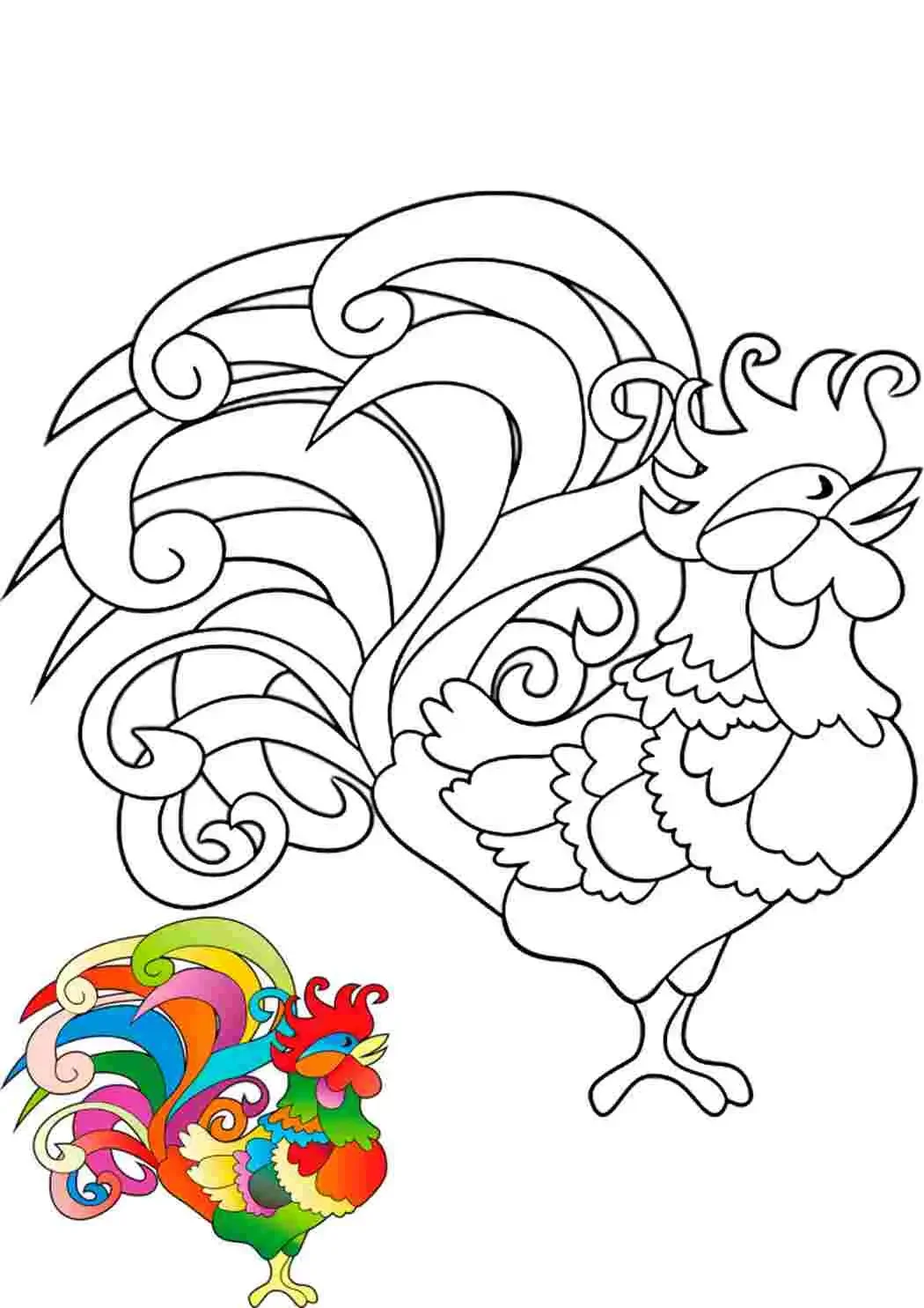 Петух раскраска для детей