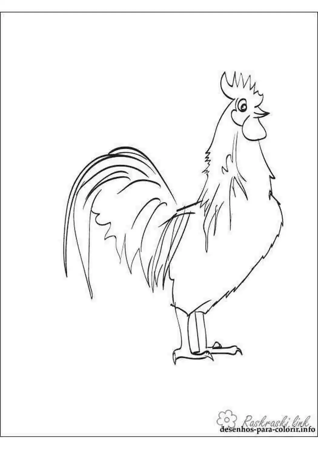 Домик с петушком раскраска