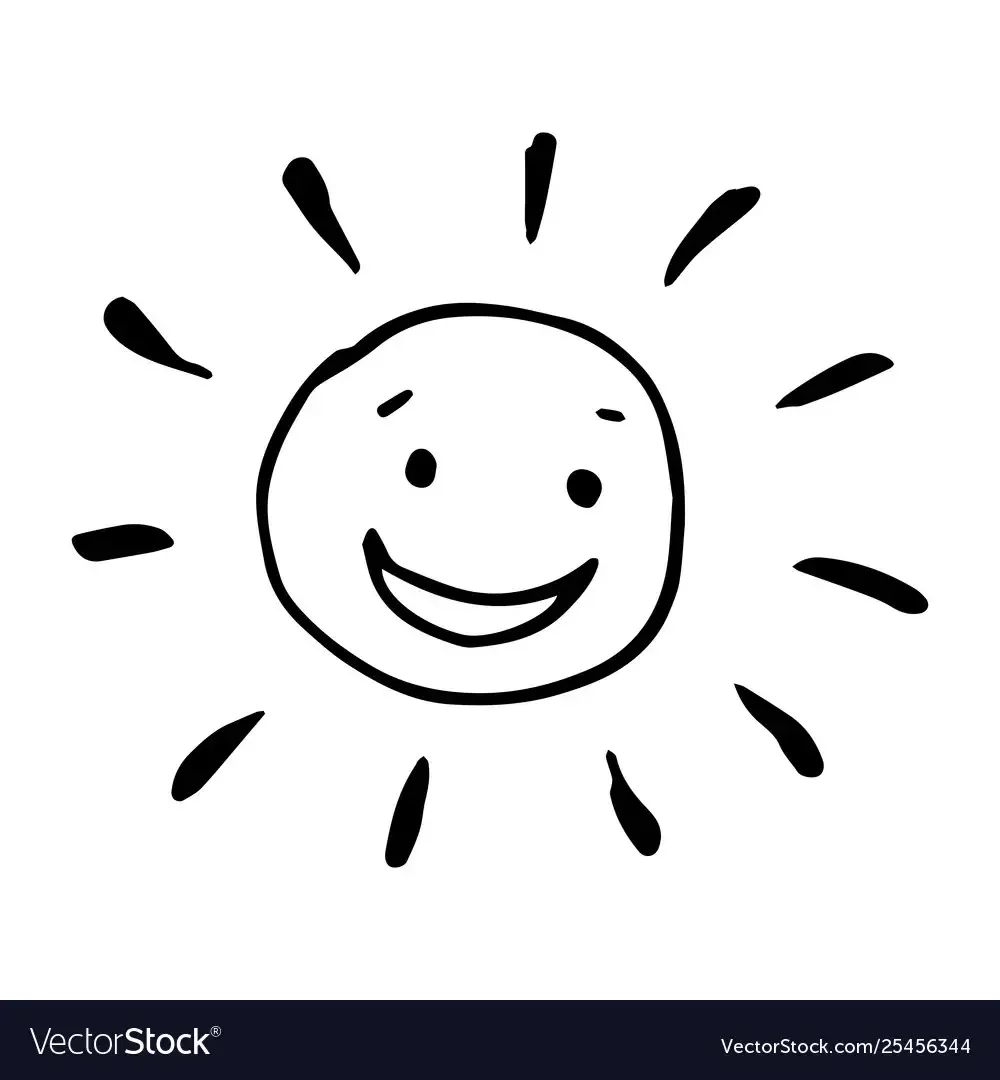 Солнце рисунок черно белый