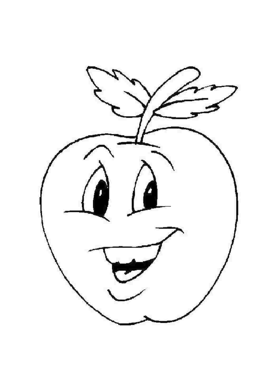 Яблоко раскраска для детей