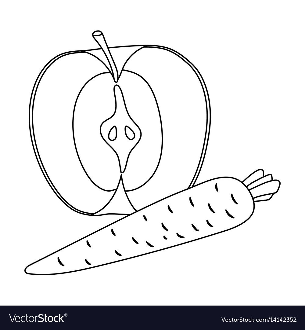Раскраска яблоко и морковь