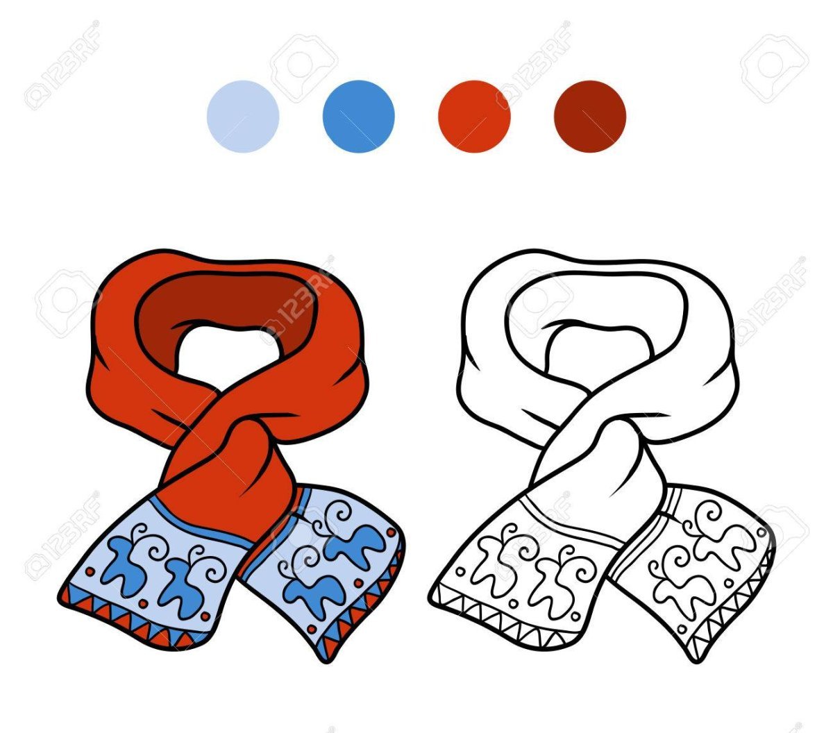 Шапка и шарф раскраска для детей