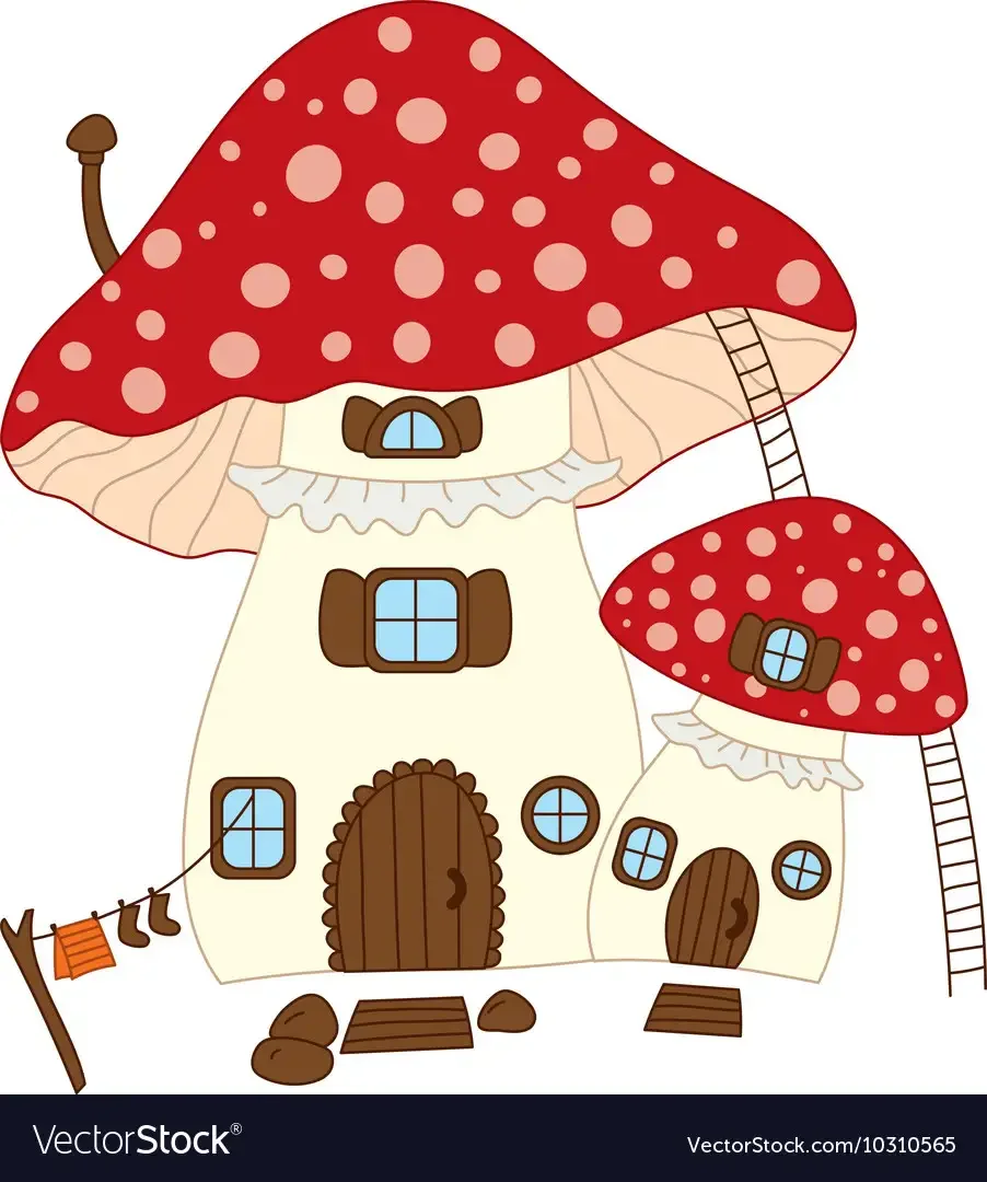 Рисунок сказочный домик грибок мухомор