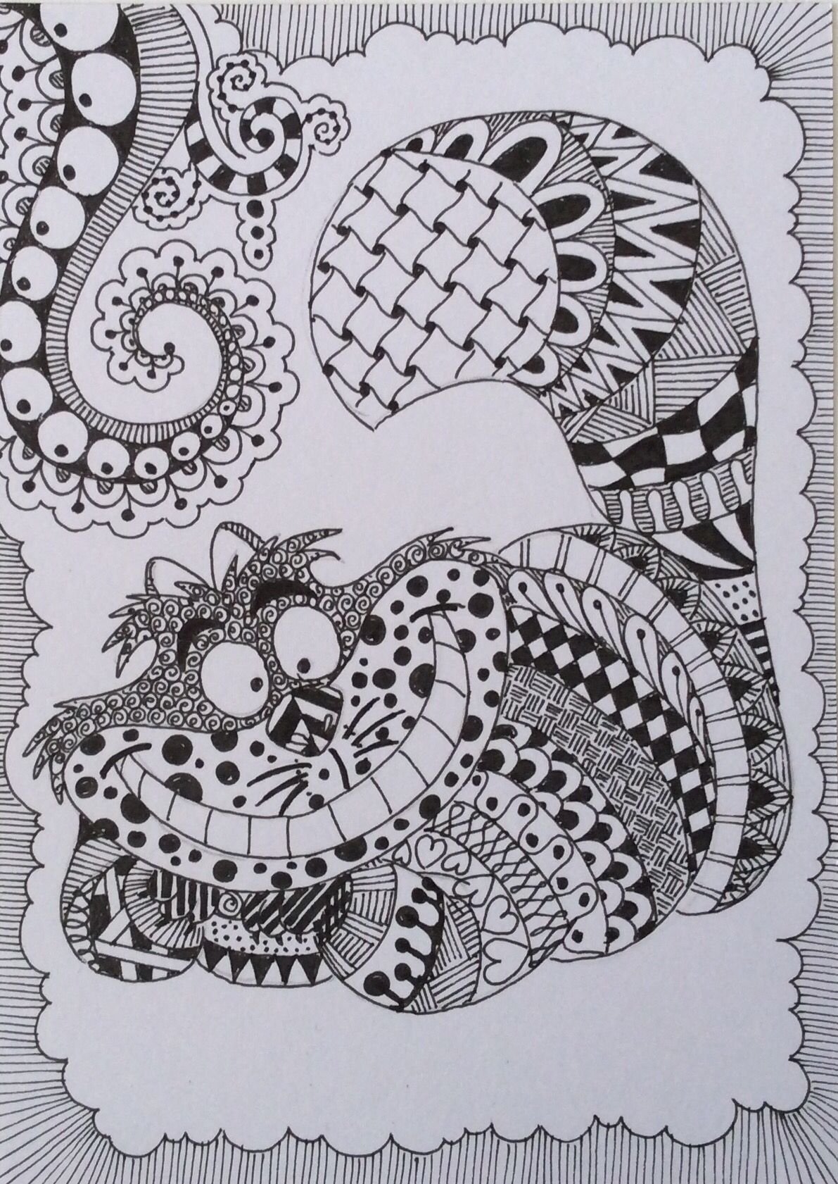 Зентангл Чеширский кот