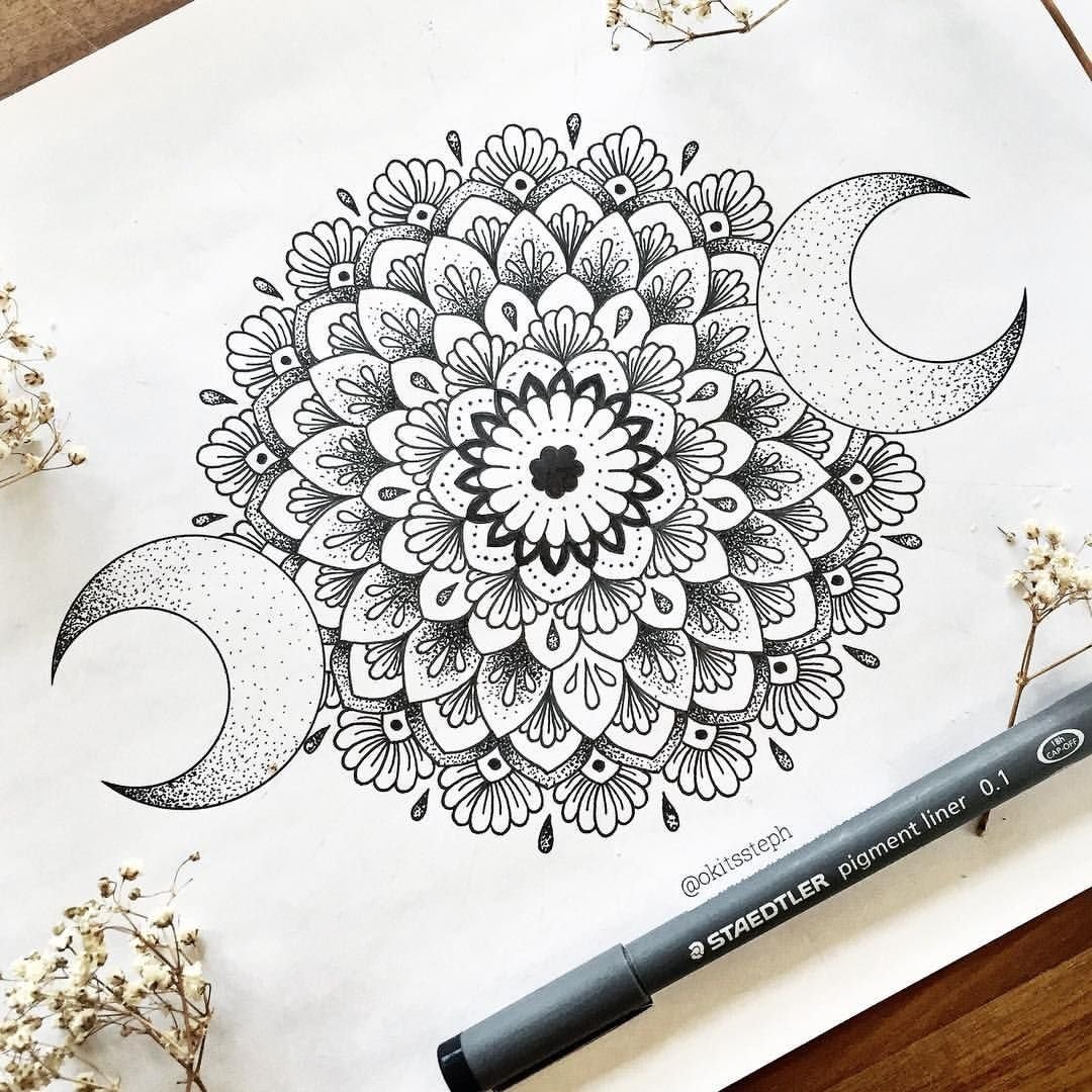 Мандала точками эскиз