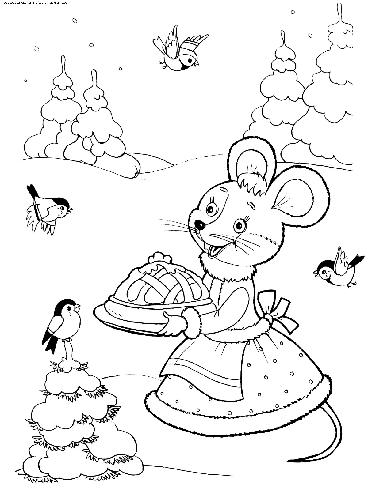 Новогодняя мышка раскраска