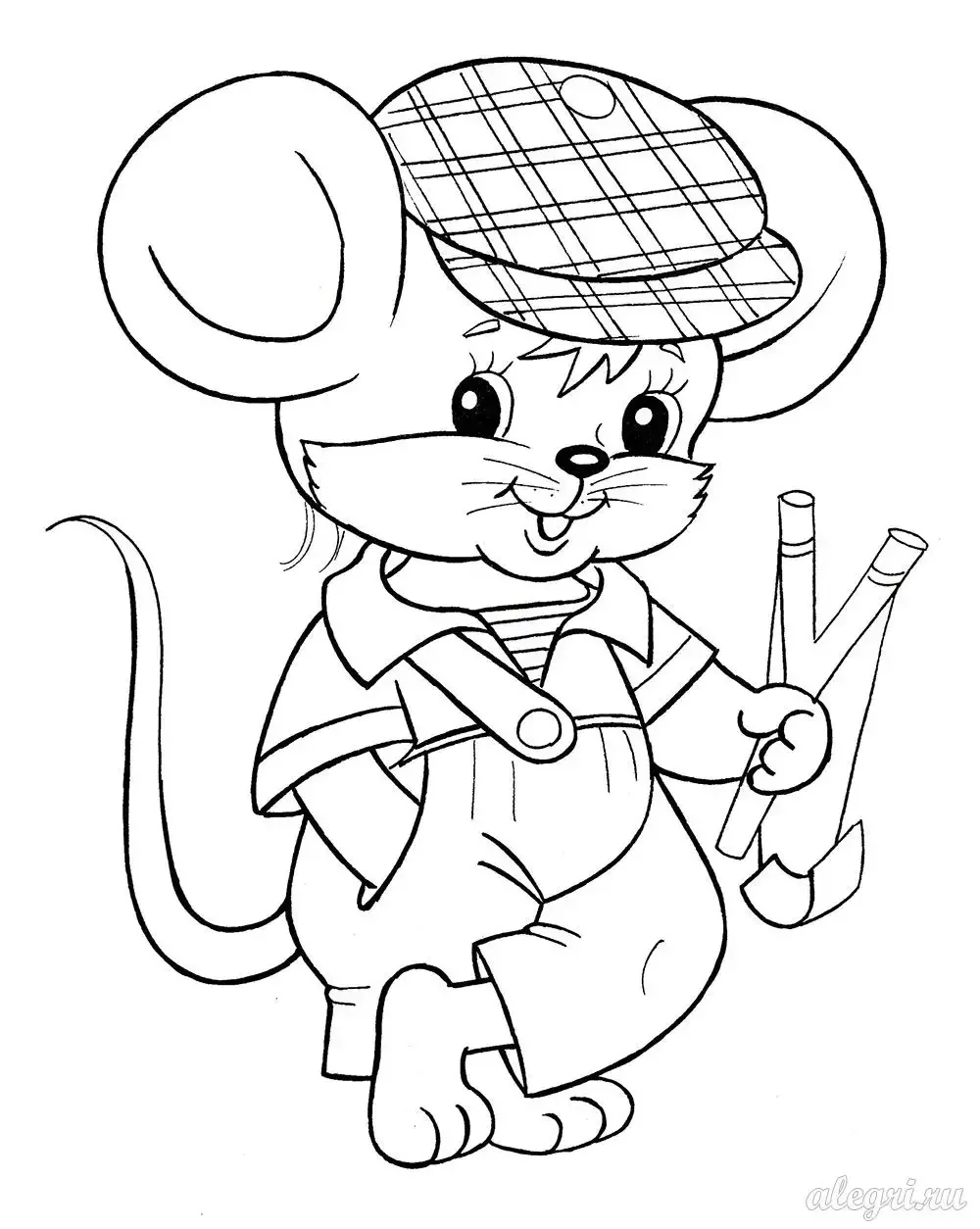Мышонок в одежде раскраска для детей