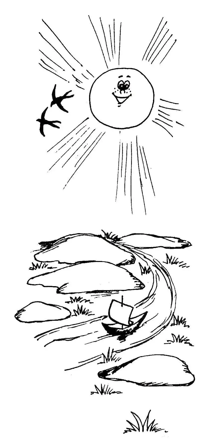 Раскраска Весна ручьи