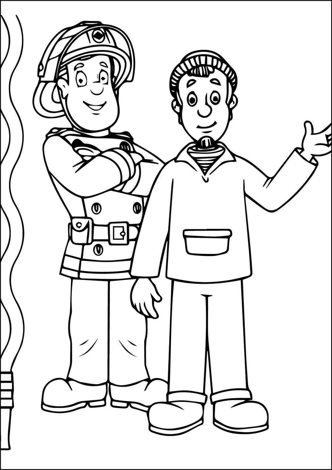 Раскраска пожарный для детей