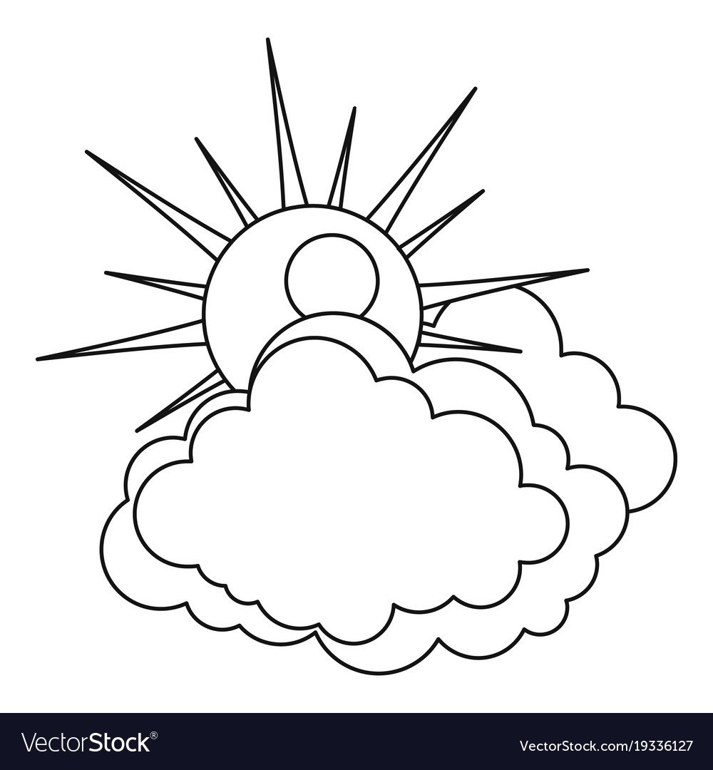 Солнце и облака контур