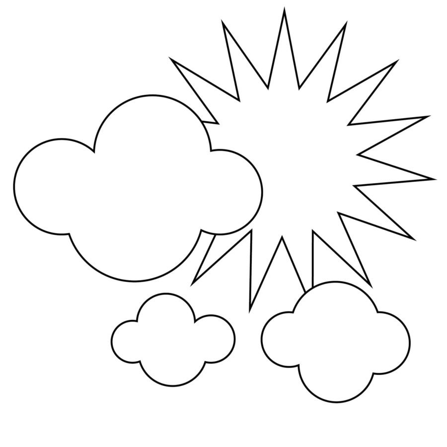 Солнце и тучка раскраска