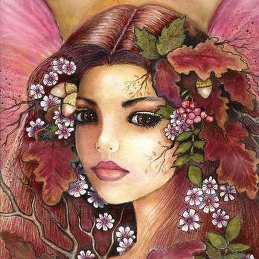 Рисованные женщины с цветами