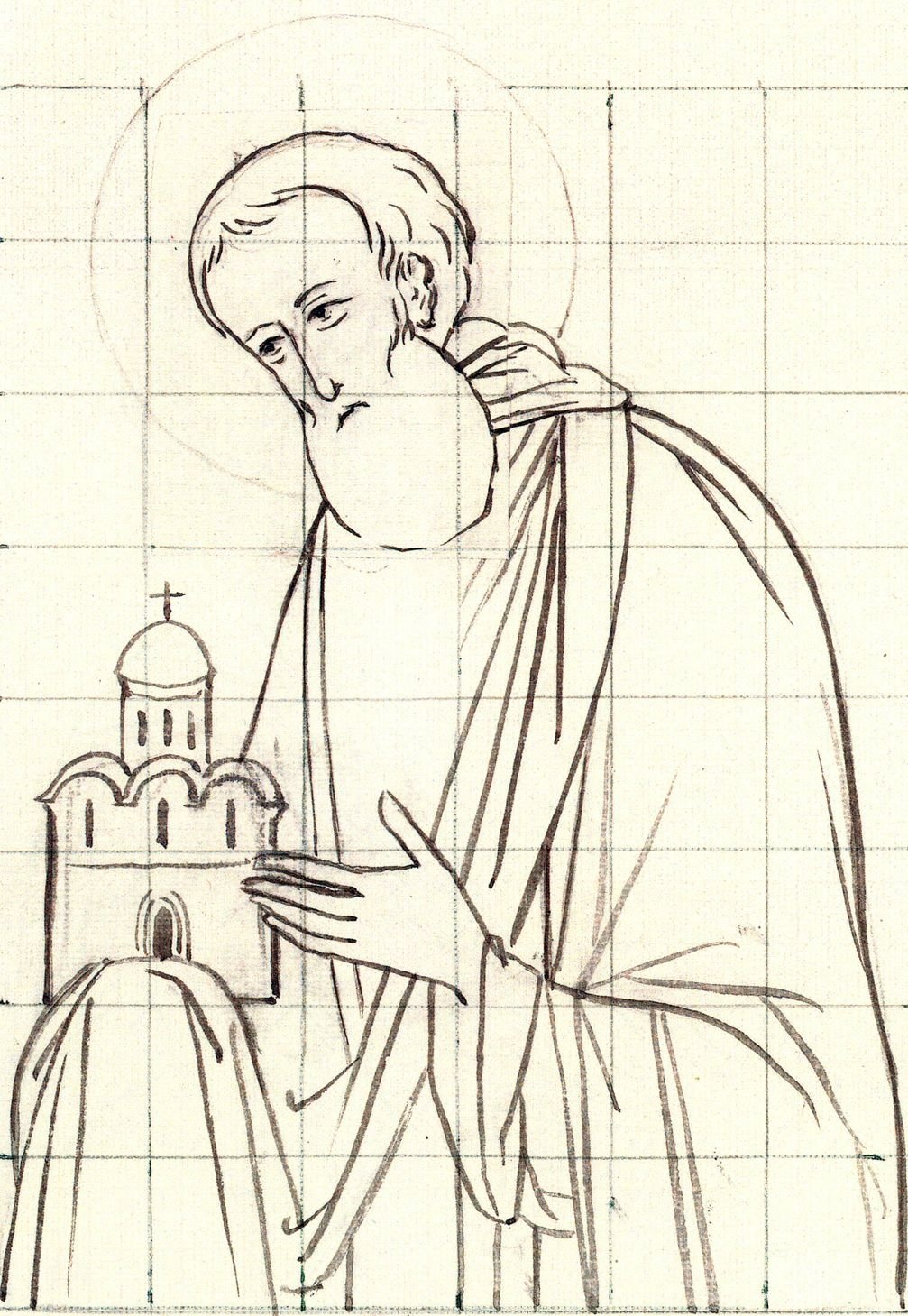 Прорись иконы Сергий Радонежский