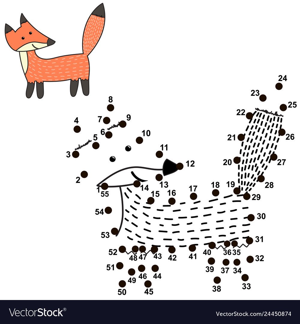 Рисование по цифрам лиса