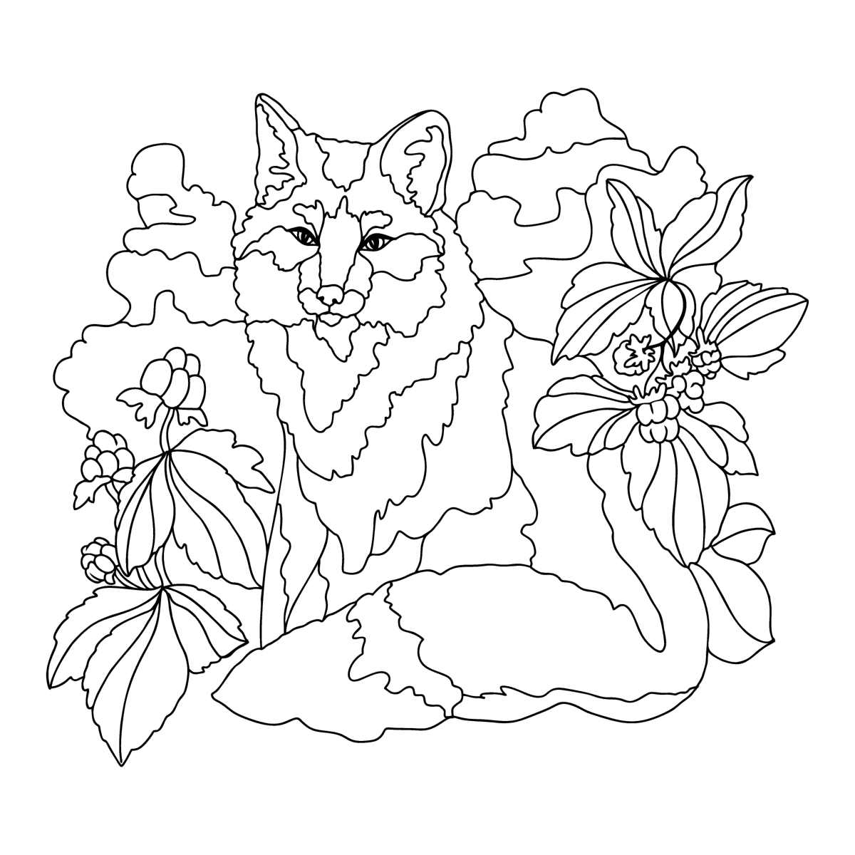 Раскраска лиса с узорами