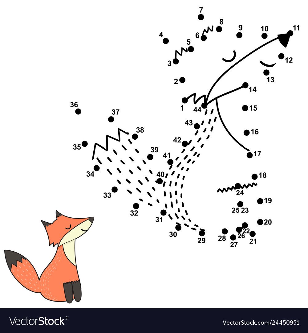 Рисование по цифрам лиса