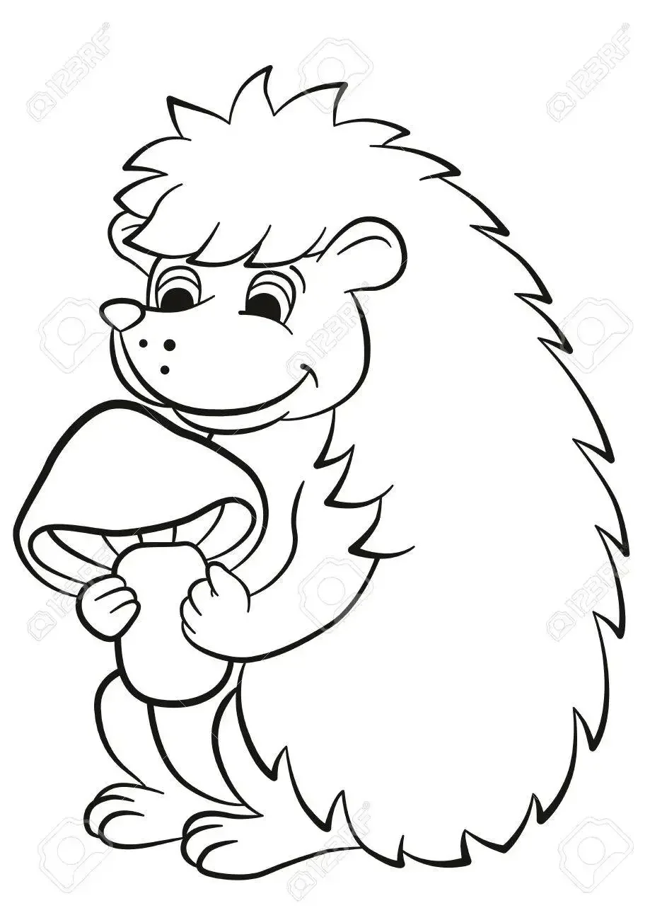 Ежик с корзинкой раскраска