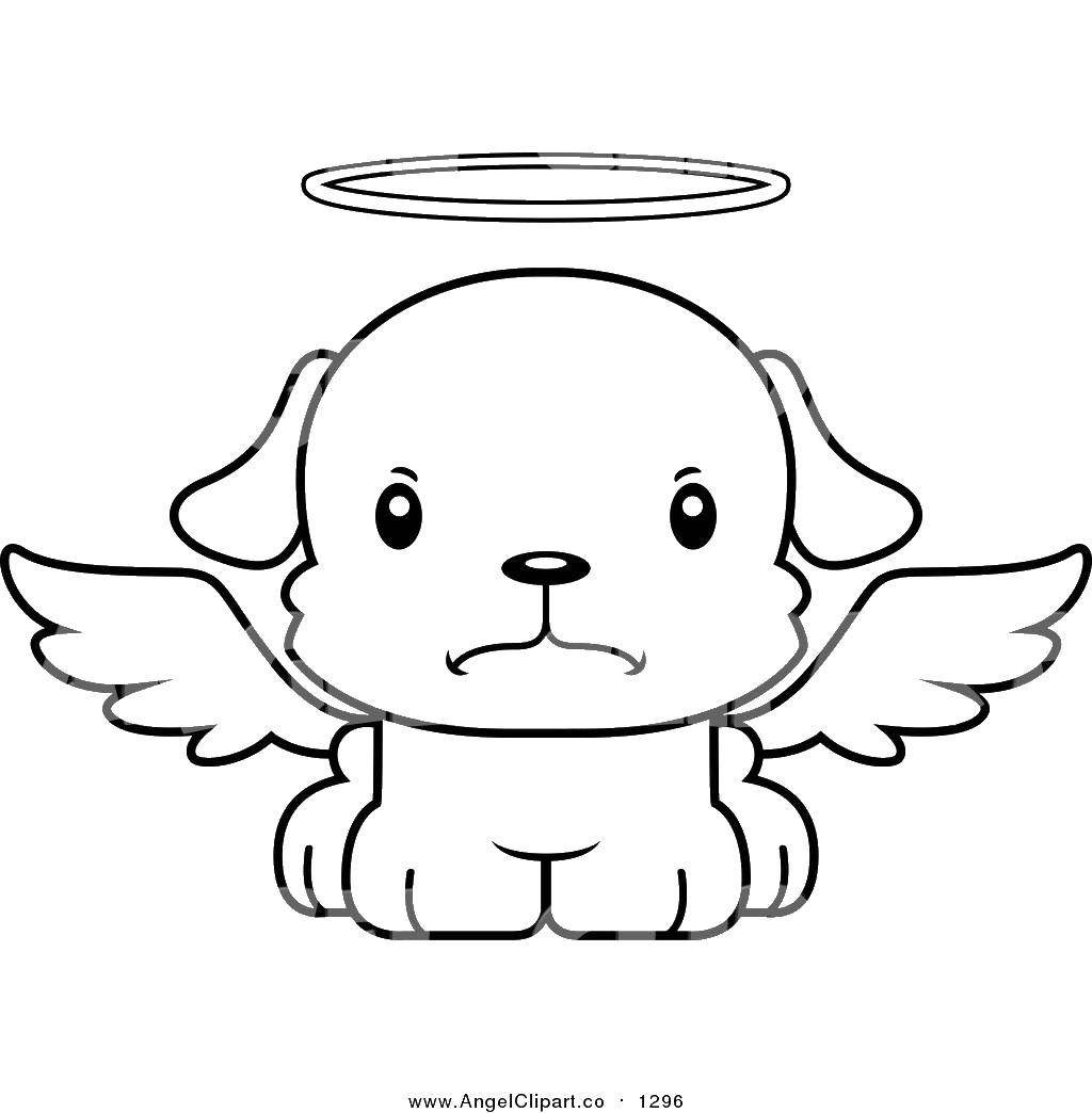 Раскраска котенок ангел