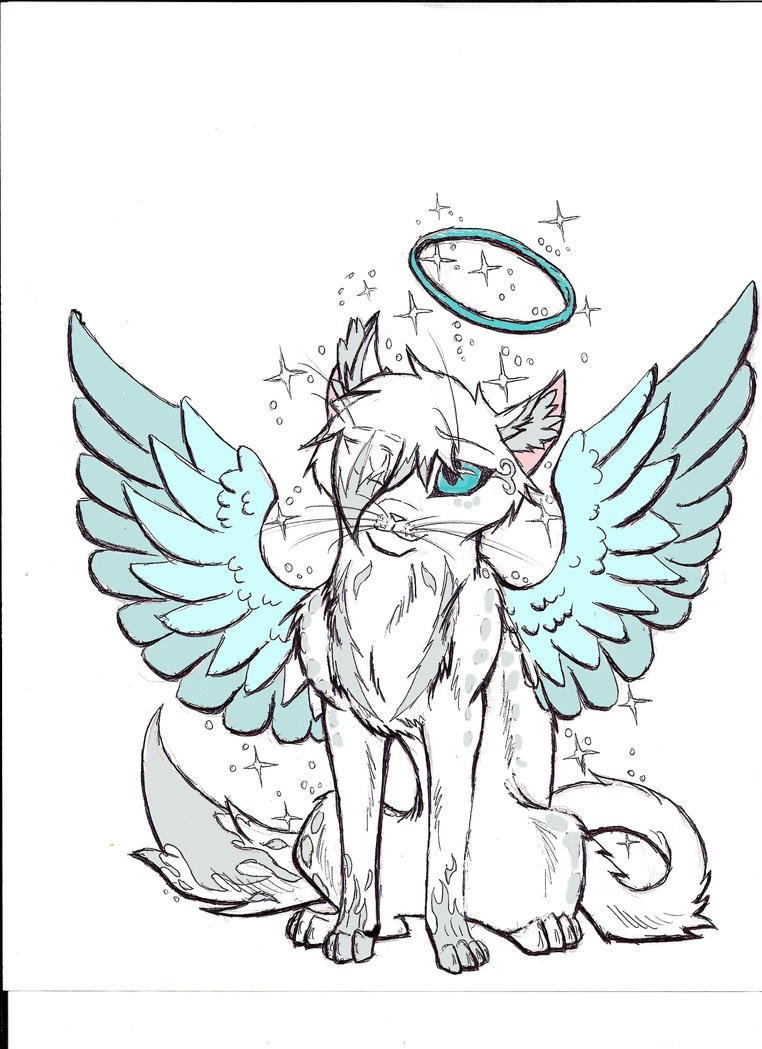 Кошка с крыльями рисунок