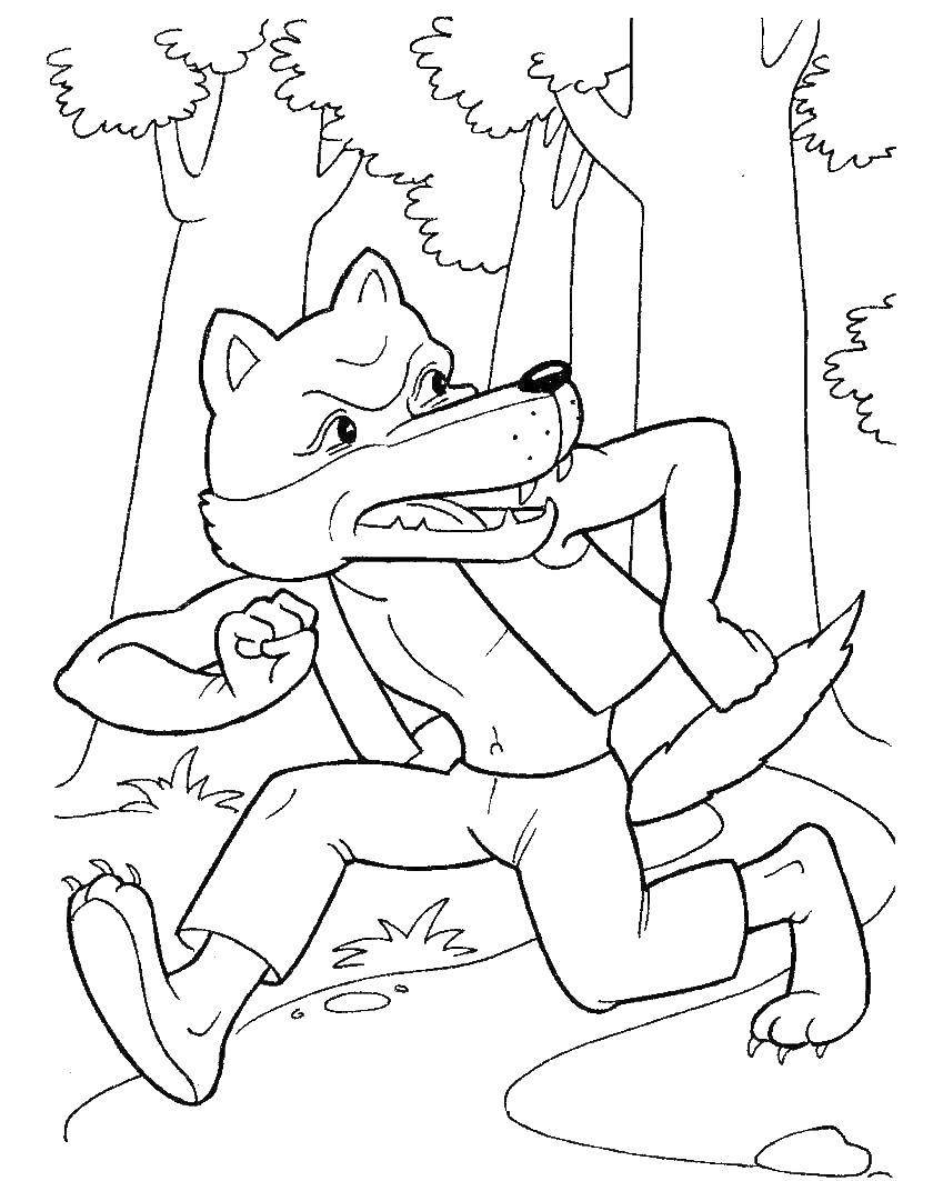 Кот петух и лиса раскраска