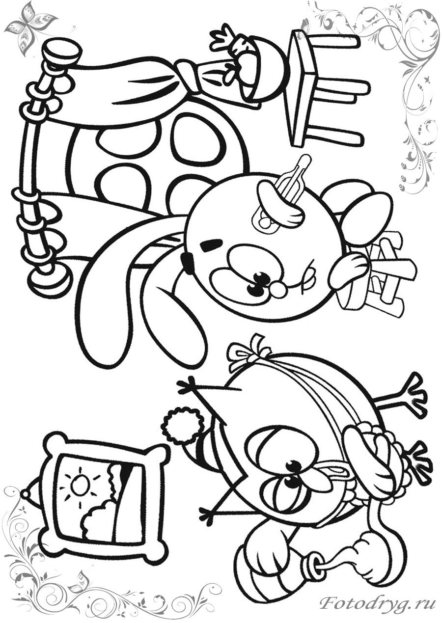 Раскраска персонажи смешариков Совунья