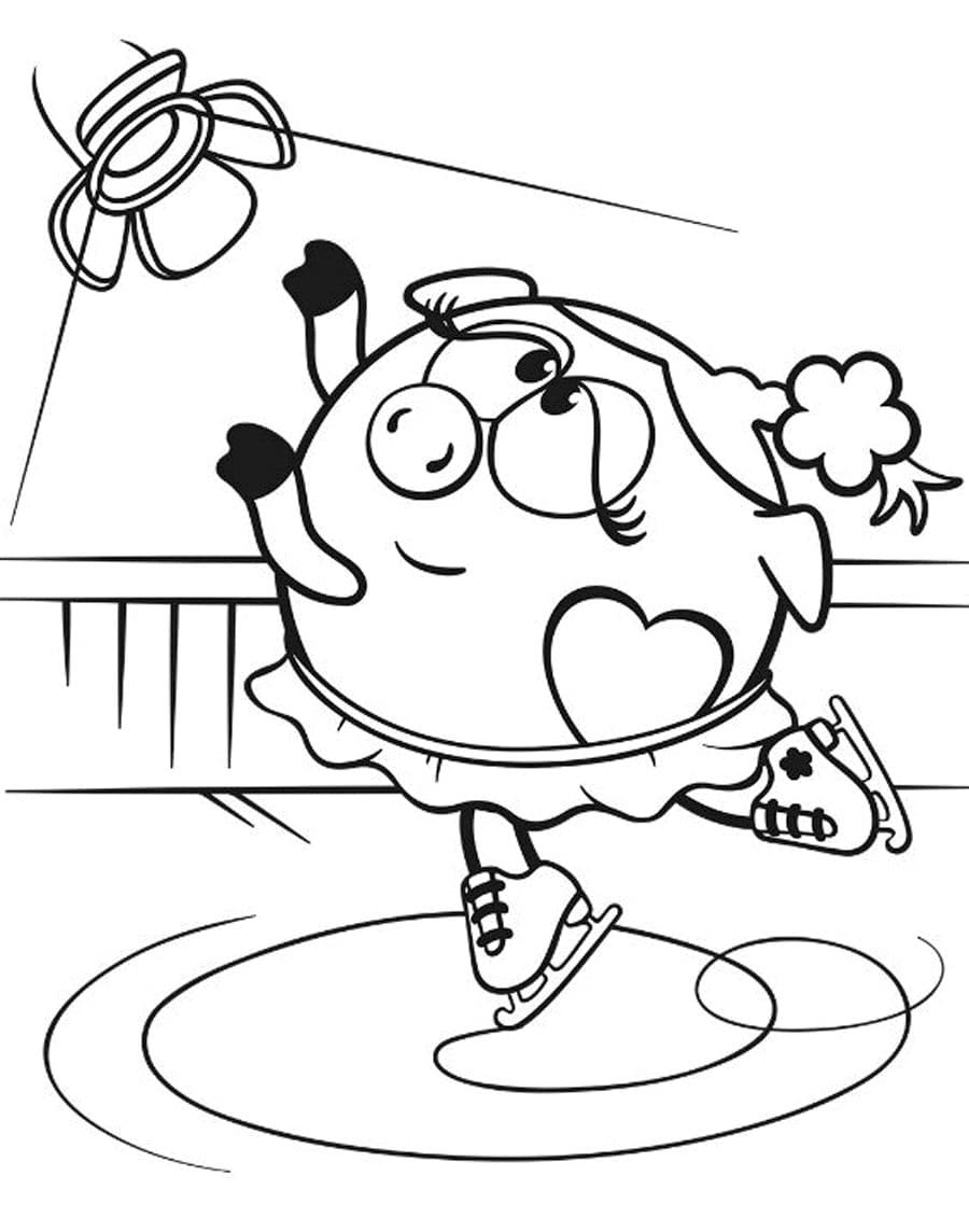 Раскраска Крош с мячиком