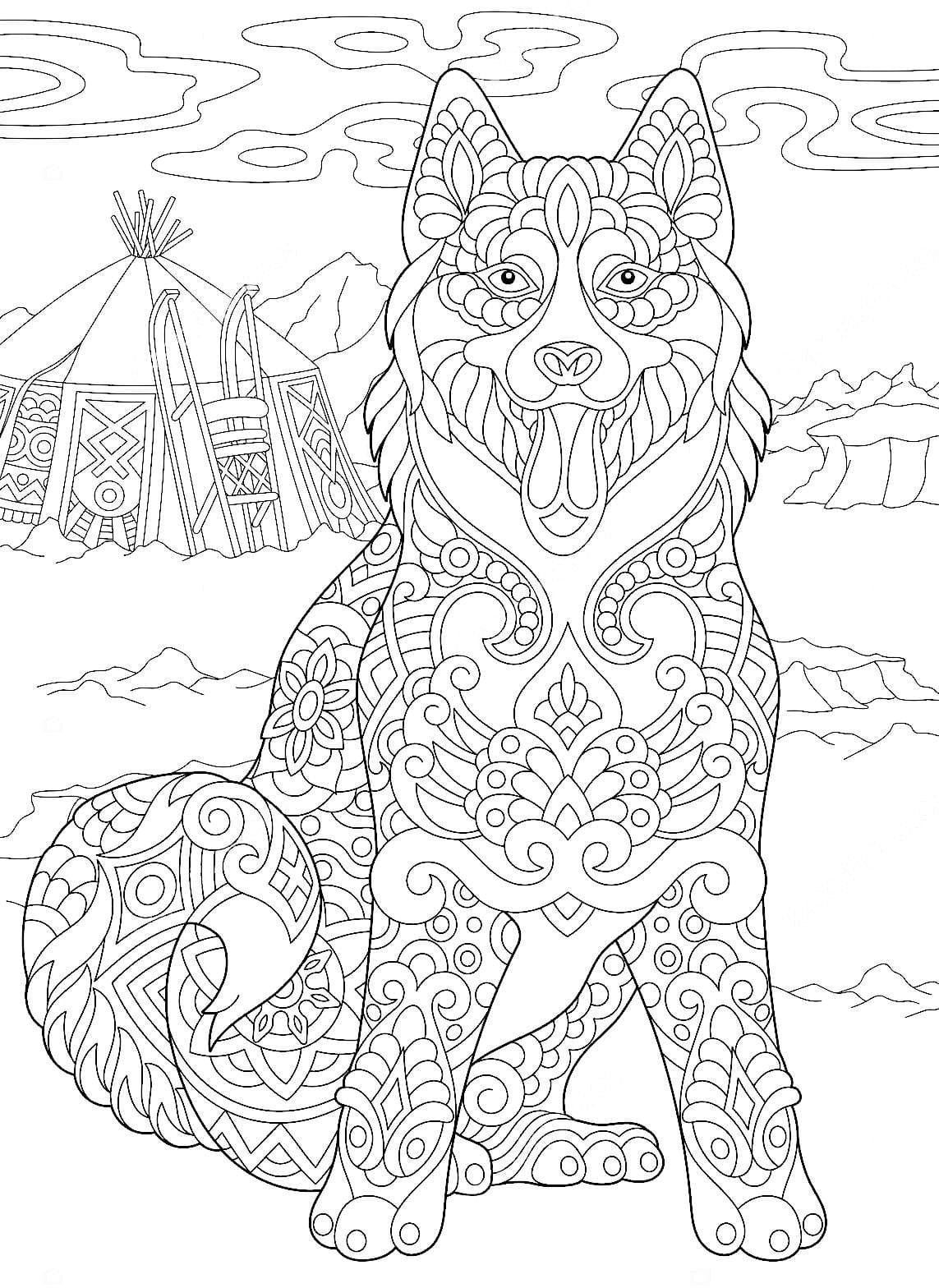 Раскраска антистресс хаски