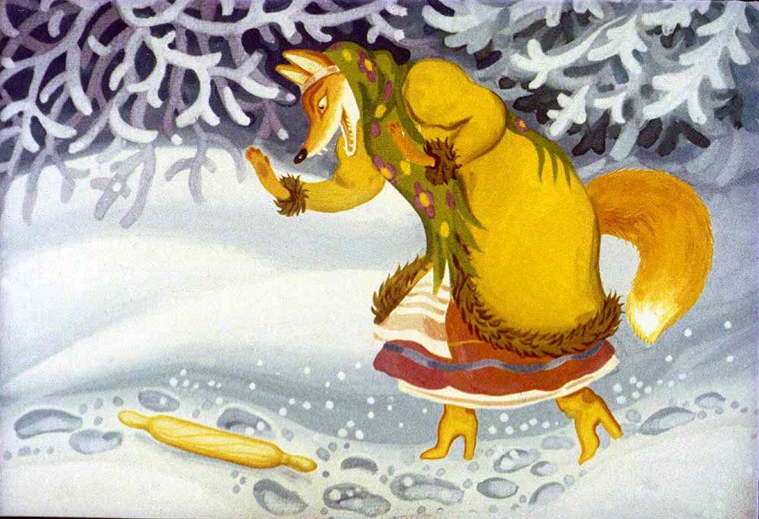 Лиса со скалочкой сказка