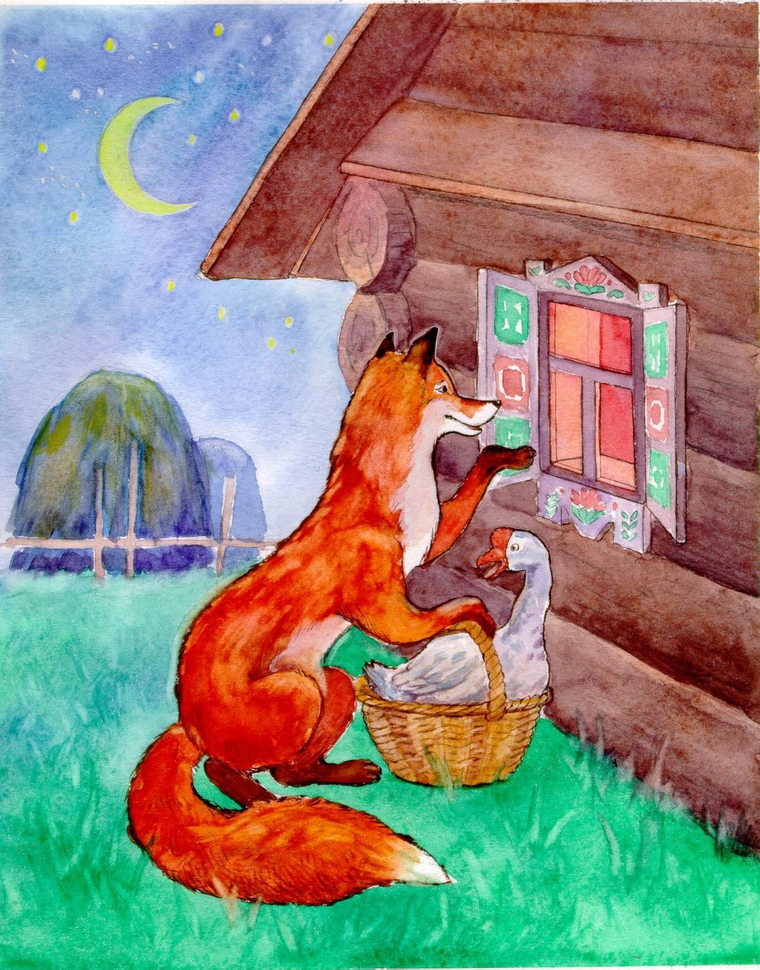 Лиса и лисички со скалочкой