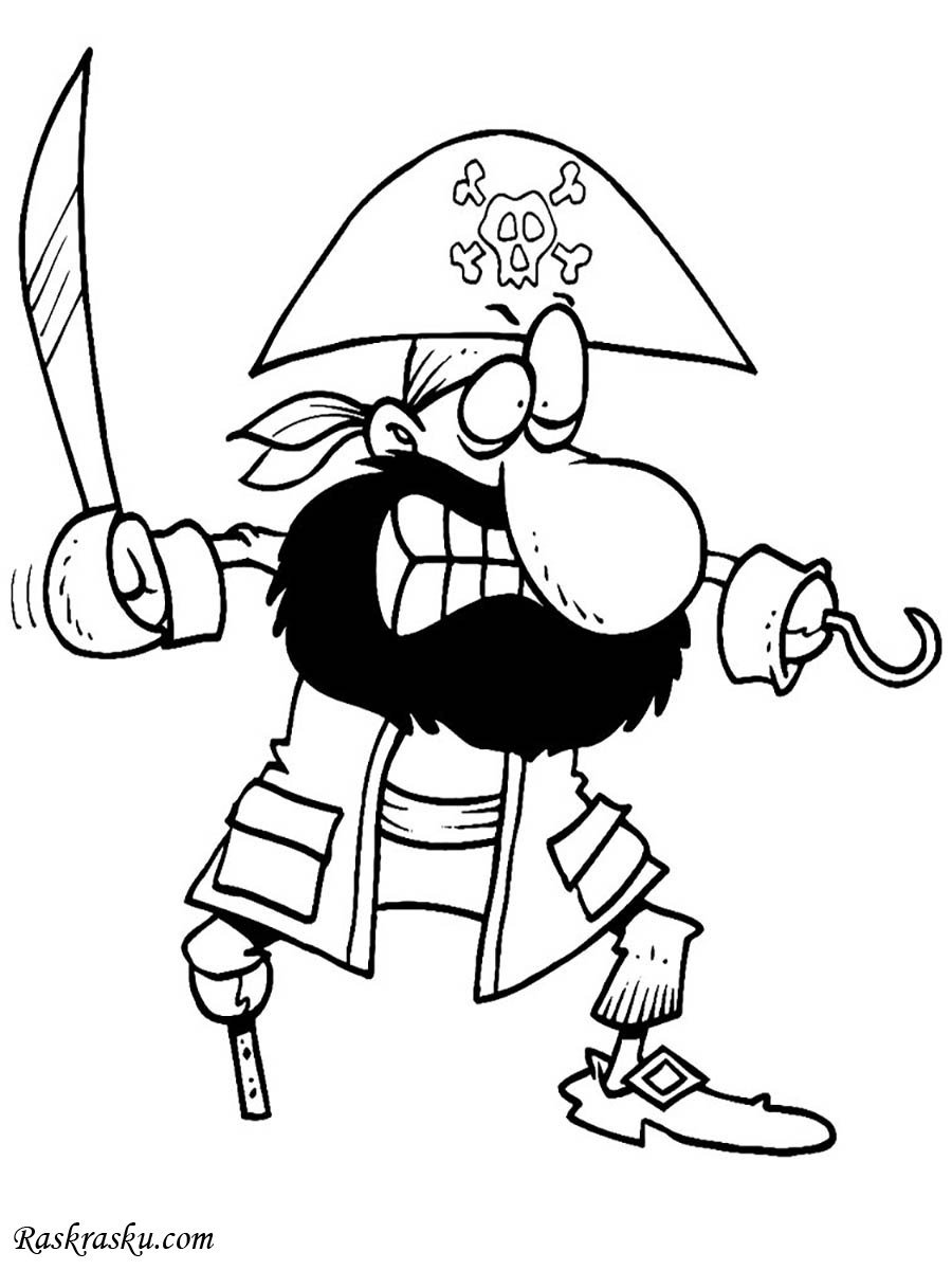 Раскраска Капитан крюк из Питера Пэна