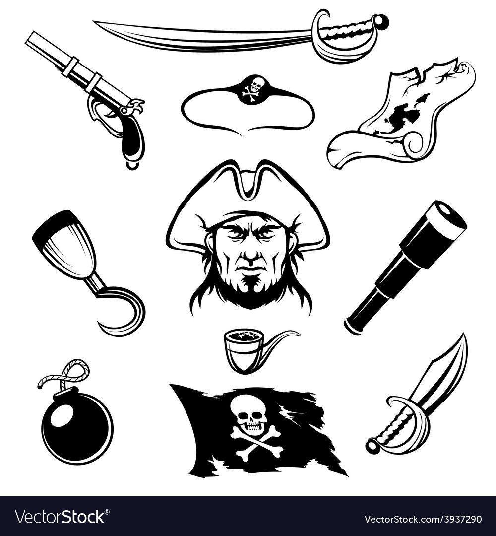 Карта пиратов черно белая