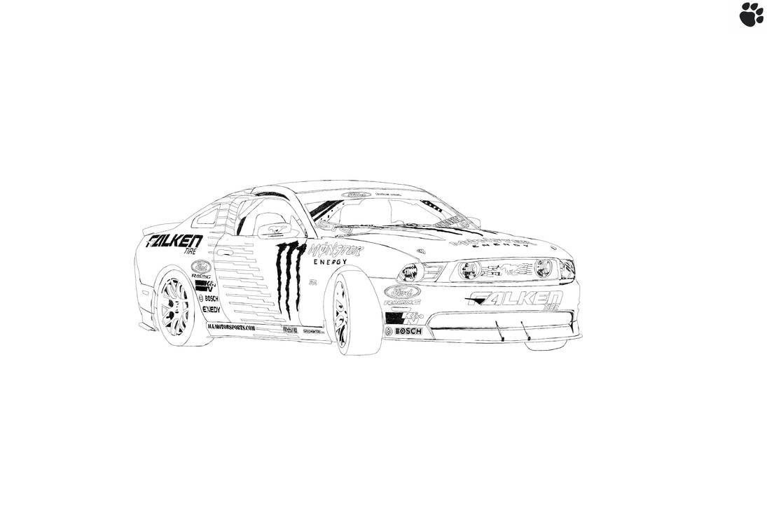 Раскраска Форд Мустанг дрифт