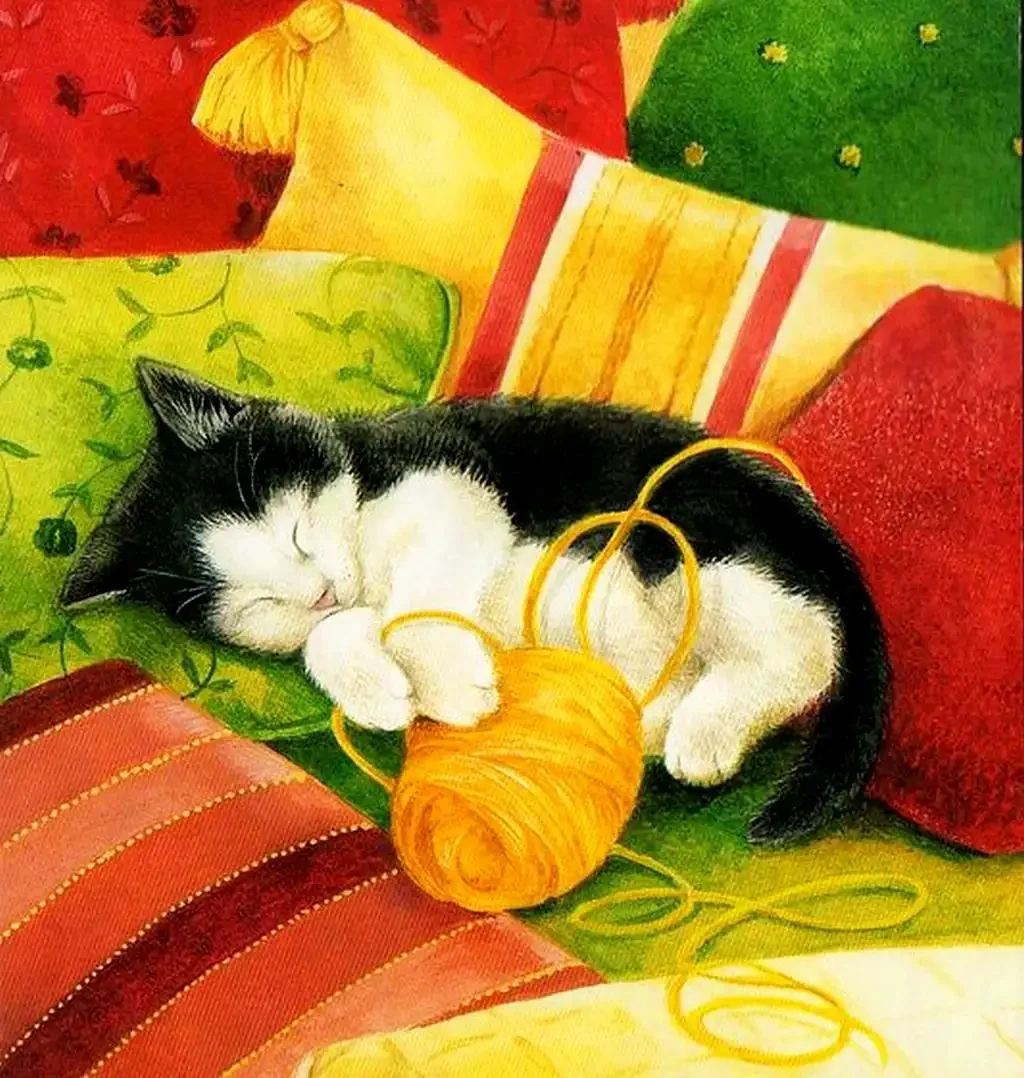 Кот спит иллюстрация