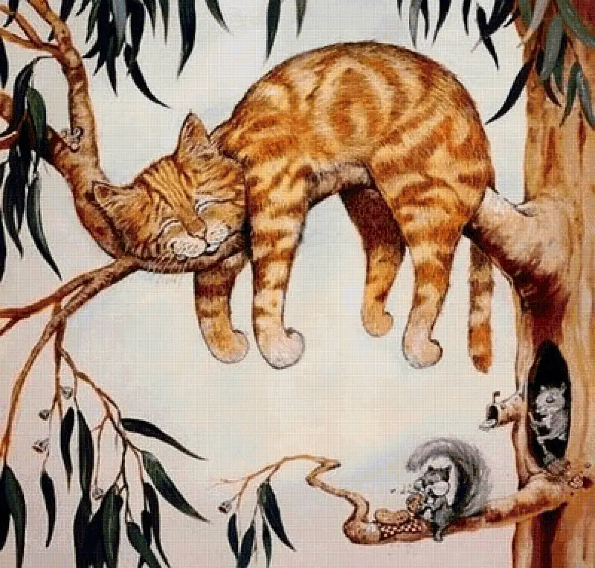Картина кот на дереве