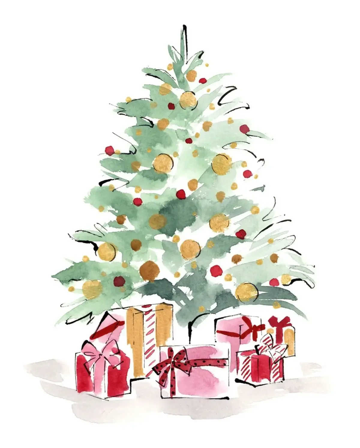 Новый год акварель