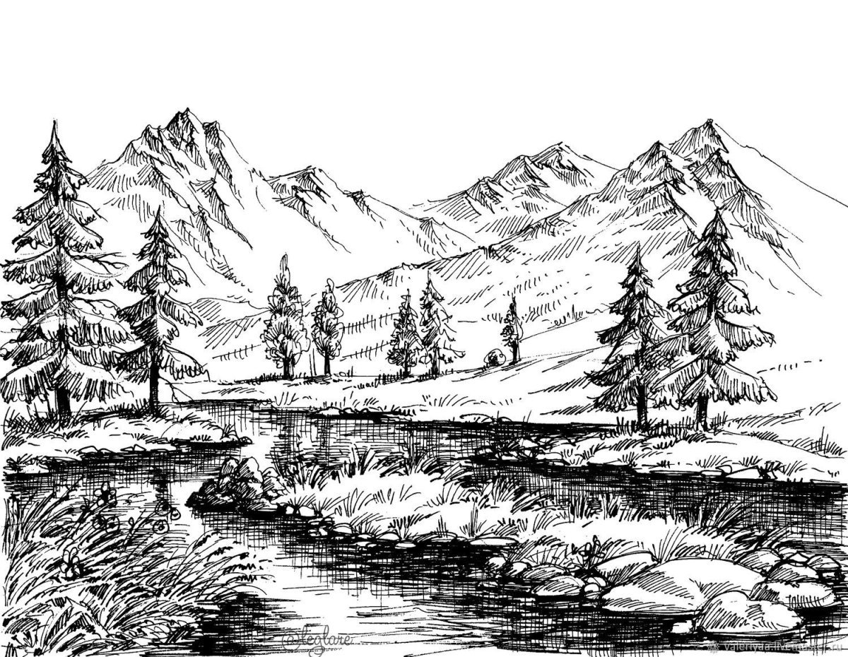 Горы Тайга в графике