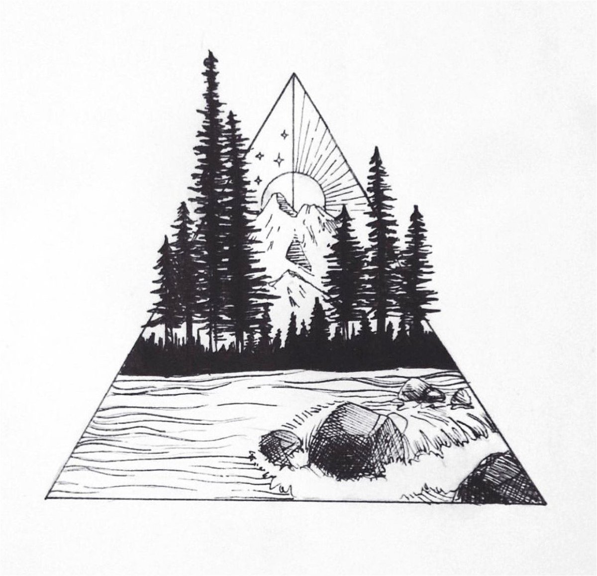 Тату лес эскиз