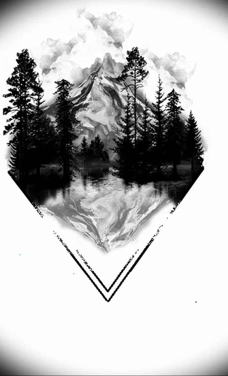 Пейзаж черной ручкой