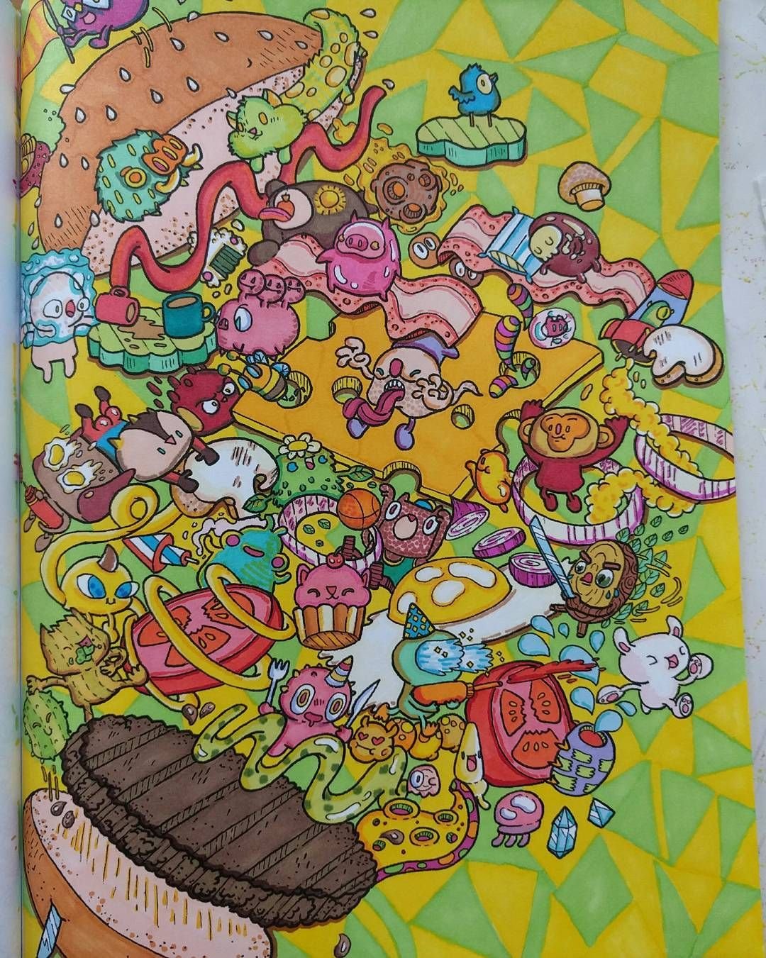 Раскраска переполох дудлов бургер