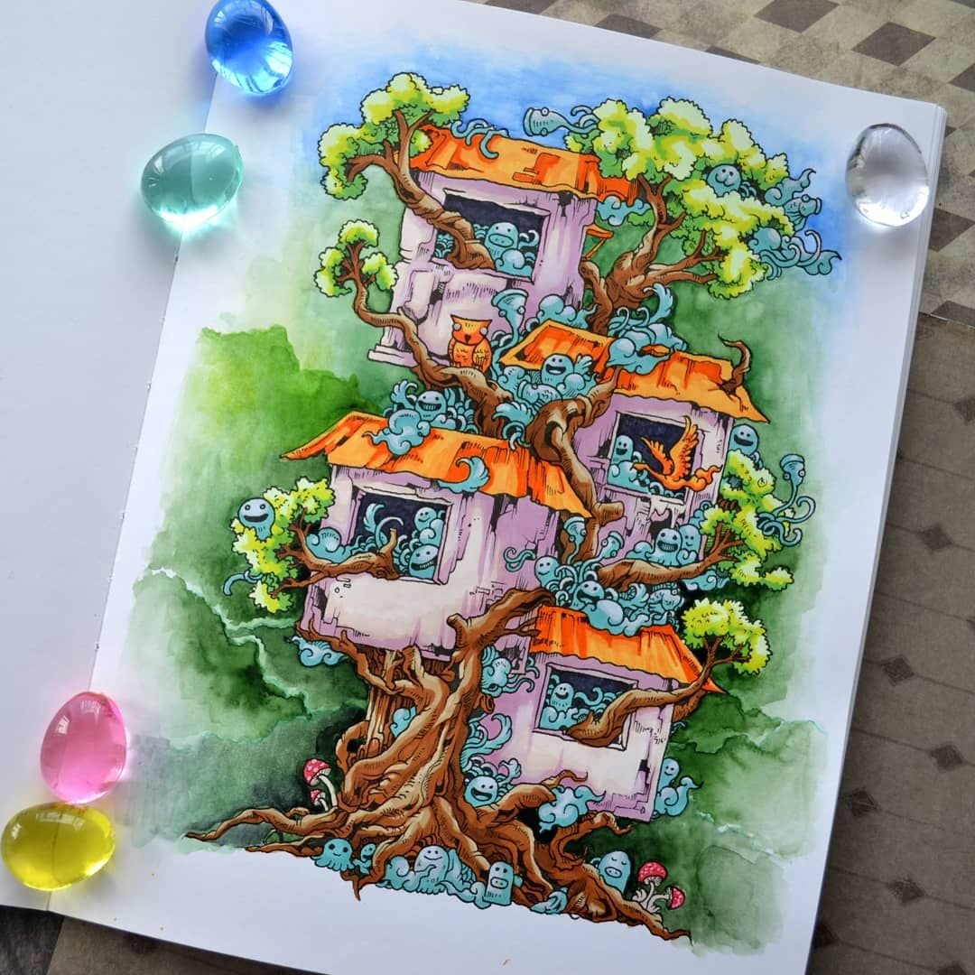 Пространство дудлов Раскрашенные