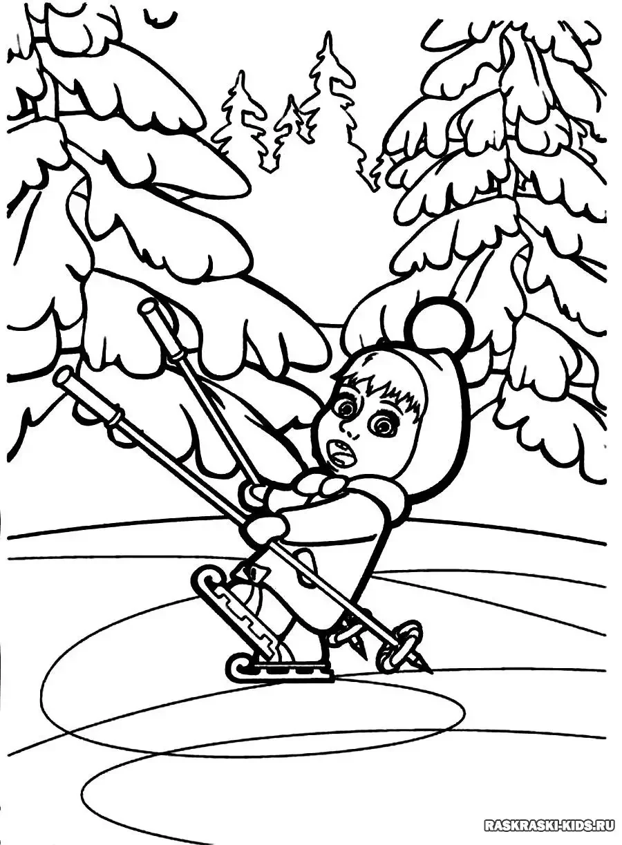 Раскраска. Маша и медведь