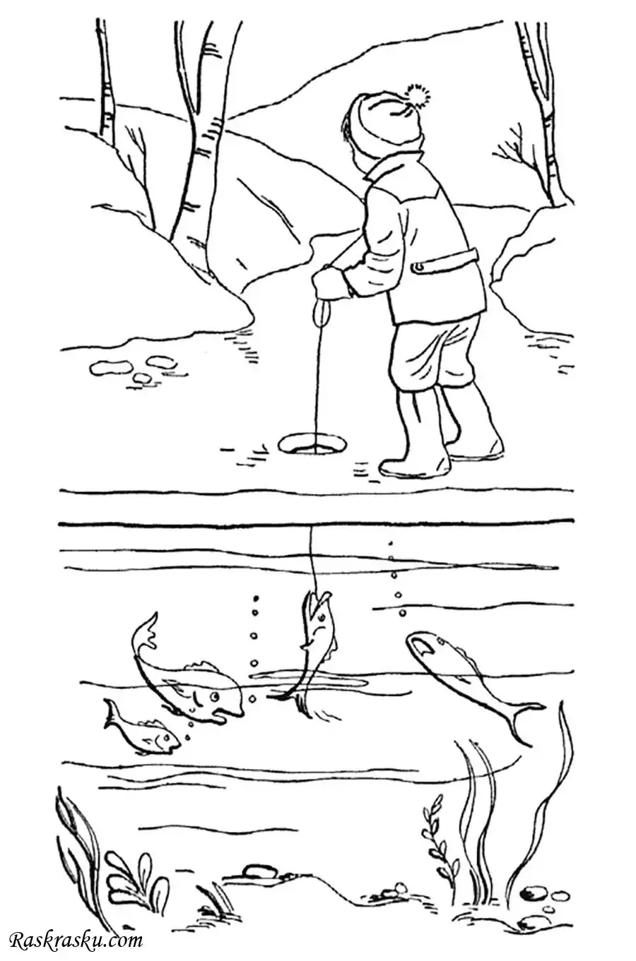 Безопасность на льду для детей раскраски